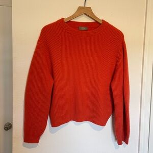 N.Peal Cashmere Sweater Jumper sz Small Orange Soft Oversized Balloon Sleeve